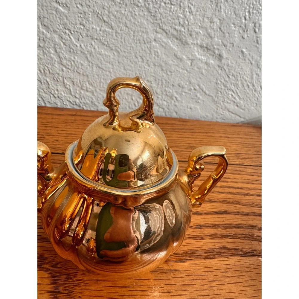 Bavaria Schlottenhof Coffee‎ Tea Pot Creamer Sugar Set Gold Gilt Porcelain